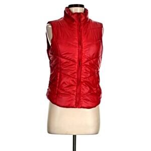 Flirtitude Active Women's Medium Red Solid Sleeveless Zip Up Pocketed Vest